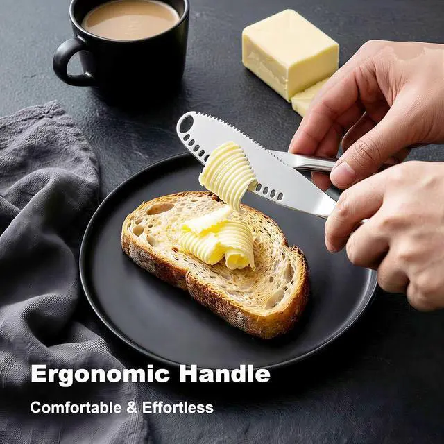 Alt view image 6 of 7 - (2 Pcs 3-in-1 Butter Spreader Knife - Stainless Steel Butter Knife