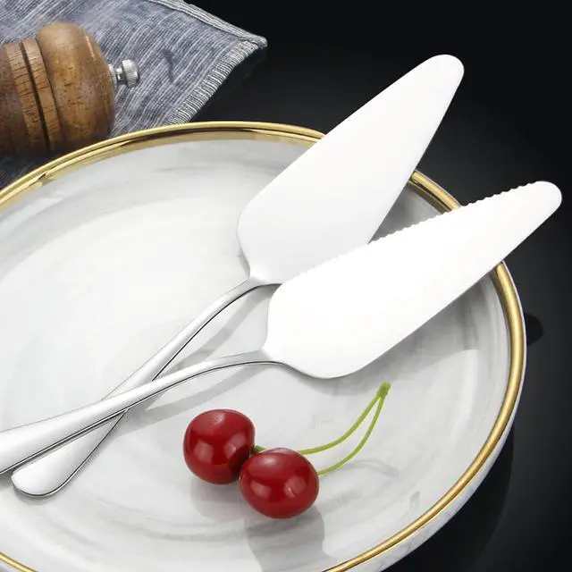 Alt view image 3 of 6 - Cake Pie Server, 2 Pack Stainless Steel Pizza Pastry Cake Slicer Server Set, Cake Cutter with Serrated Edges for Kitchen, Restaurants, Wedding, Birthdays and Parties