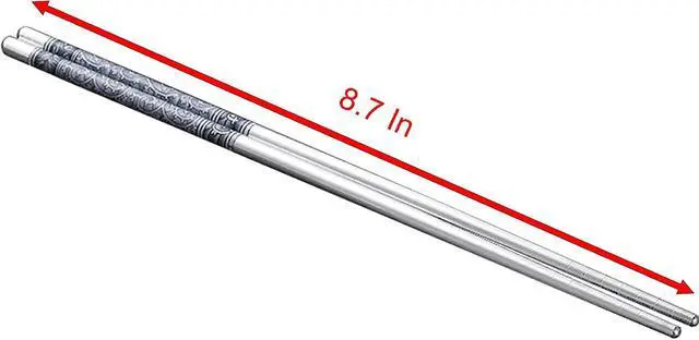 Alt view image 4 of 5 - Stainless Steel Chopsticks, 10 Pairs 8.7 Inch Lightweight Knurling Non-Slip Reusable Chinese Chopsticks for Kitchen (10)