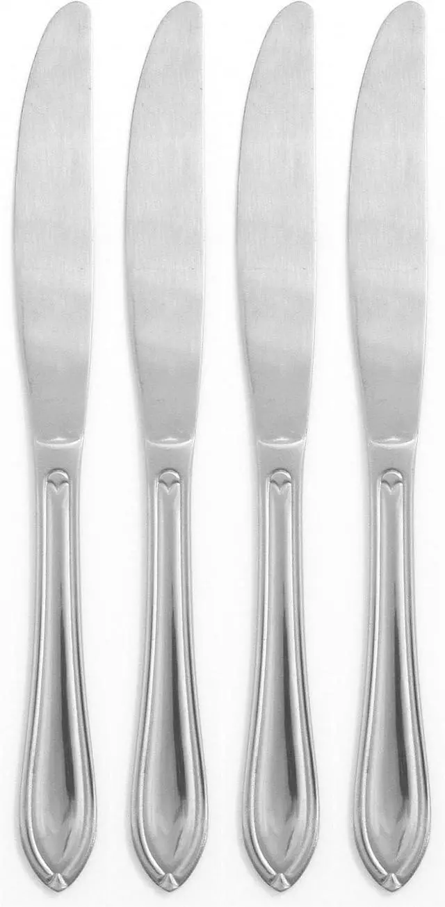 Main image of Hampton Forge Silverware Set, Ginger 4-Piece Dinner Knives Set, Service For 4, Stainless Steel, Dishwasher Safe, Home And Kitchen Utensils, Dinner Knife, Knives (Silver, 4 Piece)