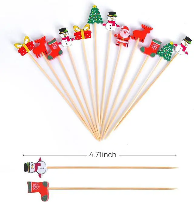 Alt view image 2 of 6 - JtmyAota 100 Pack Christmas Decorations Toothpicks for Appetizers