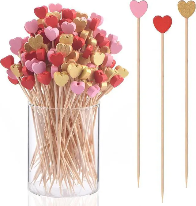 Main image of JtmyAota 100 Pack Heart Cocktail Picks,4.7 Inch Toothpicks for Appetizers