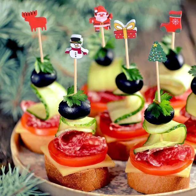 Alt view image 6 of 6 - JtmyAota 100 Pack Christmas Decorations Toothpicks for Appetizers