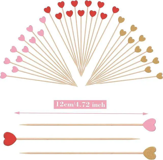 Alt view image 2 of 6 - JtmyAota 100 Pack Heart Cocktail Picks,4.7 Inch Toothpicks for Appetizers