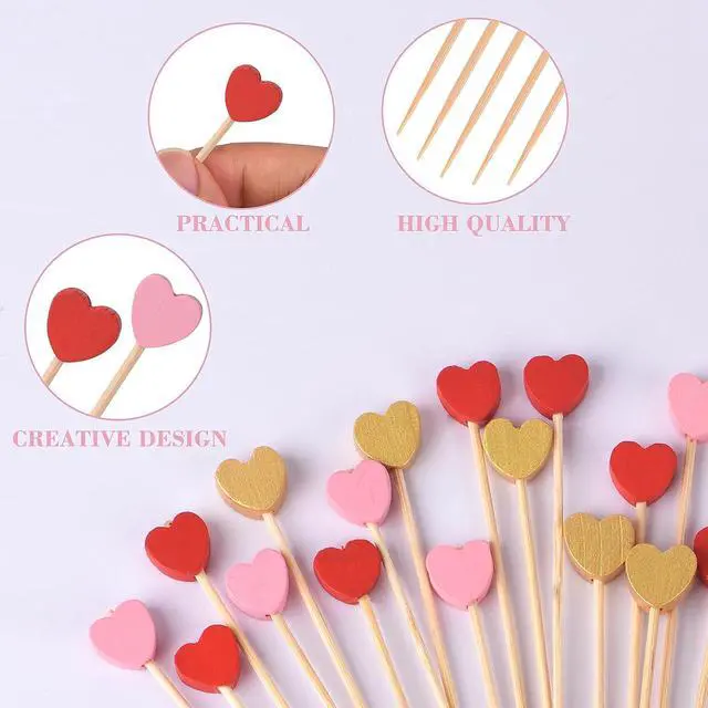 Alt view image 3 of 6 - JtmyAota 100 Pack Heart Cocktail Picks,4.7 Inch Toothpicks for Appetizers