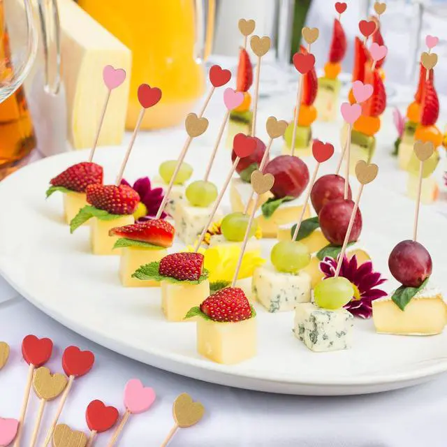 Alt view image 4 of 6 - JtmyAota 100 Pack Heart Cocktail Picks,4.7 Inch Toothpicks for Appetizers