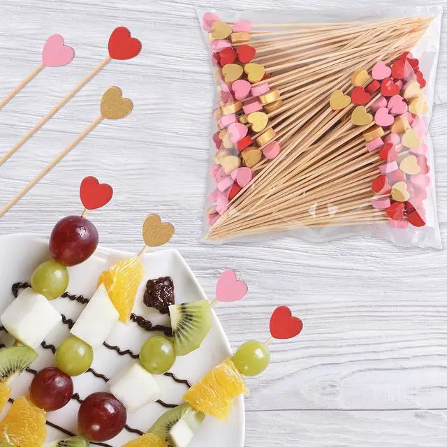 Alt view image 5 of 6 - JtmyAota 100 Pack Heart Cocktail Picks,4.7 Inch Toothpicks for Appetizers