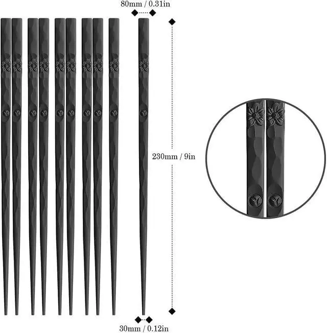 Alt view image 2 of 7 - YFWOOD 5 Pairs Fiberglass Chopsticks, Dishwasher Safe Reusable Chop sticks