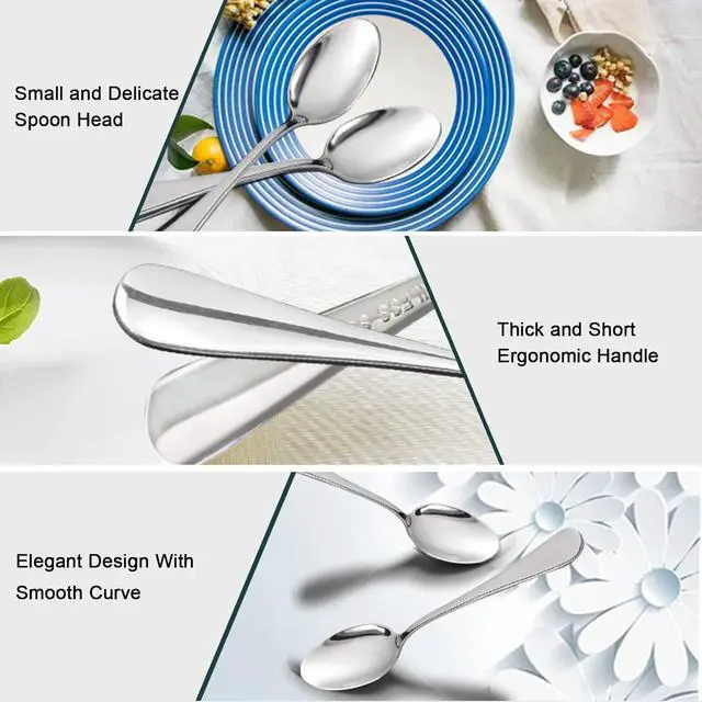 Alt view image 4 of 6 - SONGZIMING Demitasse Espresso Spoons, Mini Coffee Spoon, 4.9 Inch Stainless Steel Small Spoons for Dessert, Tea,Set of 6