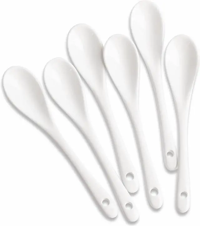 Main image of 6PCS Porcelain White Coffee Spoons Espresso Tea Sauce and Desserts Ceramic Spoons