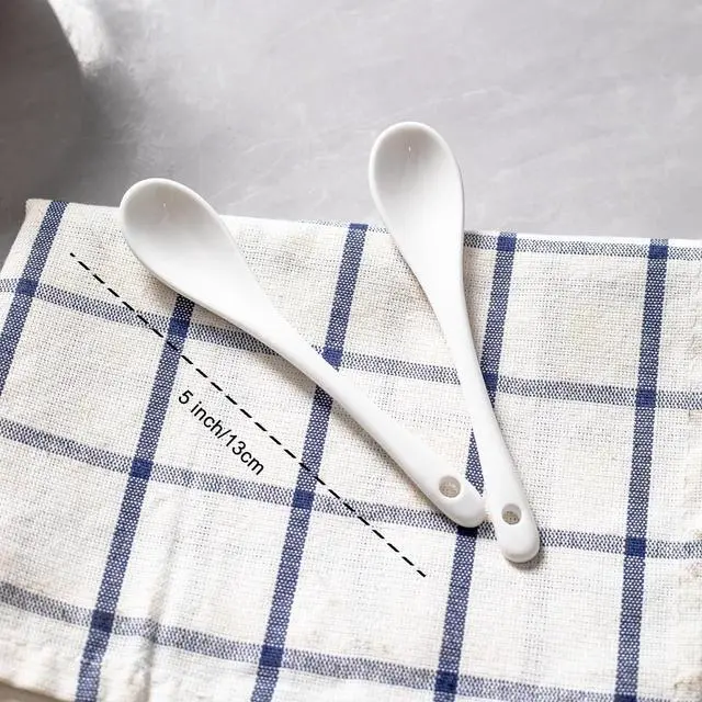 Alt view image 2 of 7 - 6PCS Porcelain White Coffee Spoons Espresso Tea Sauce and Desserts Ceramic Spoons