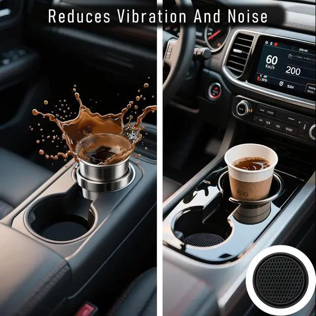 Alt view image 6 of 7 - 4-Pack Car Cup Holder Coasters - Non-Slip, 2.75-Inch, Black
