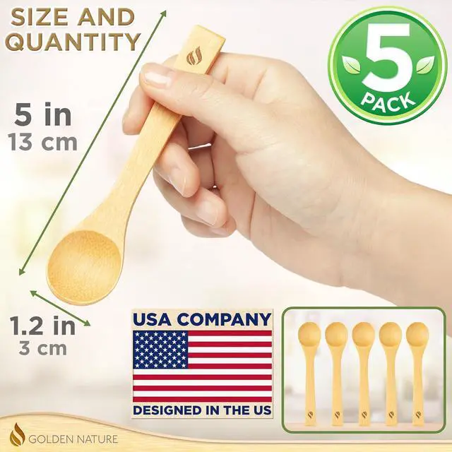 Alt view image 4 of 7 - Bamboo Spoon Set - 5 Pc - Small Kitchen Teaspoons,