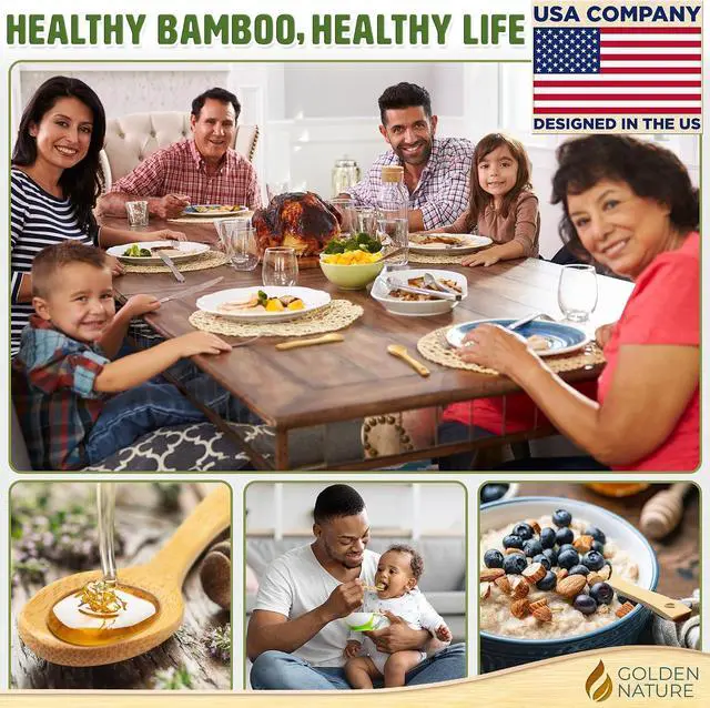 Alt view image 6 of 7 - Bamboo Spoon Set - 5 Pc - Small Kitchen Teaspoons,