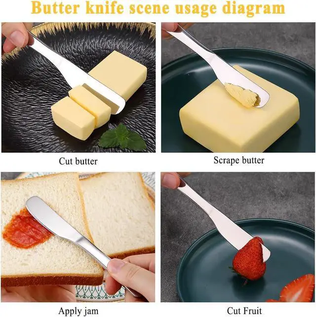 Alt view image 6 of 7 - Homquen Stainless Steel Butter Knife, Butter Spreader, Butter Knives, Butter Spreader Knife for Kitchen Restaurant Party, Kitchen Gadgets, Set of 4