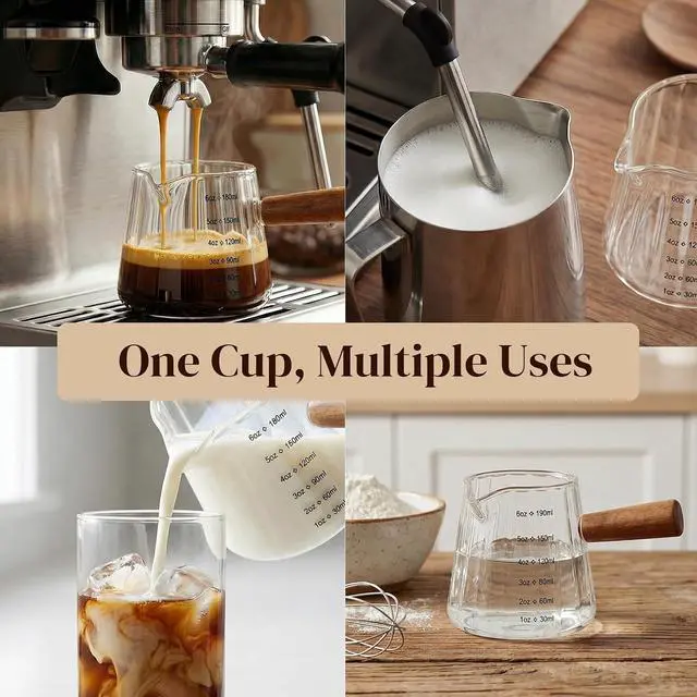 Alt view image 7 of 7 - 6oz Espresso Shot Cups, Glass Measuring Cup, Coffee Bar Accessories