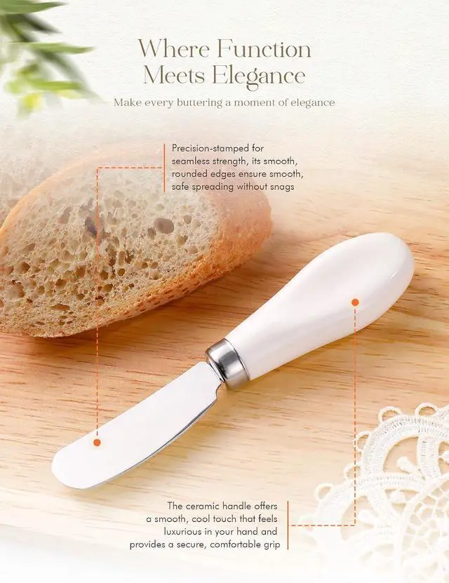 Alt view image 2 of 7 - Stainless Steel Butter Spreader Knife 2 Pack with Handle for Kitchen White