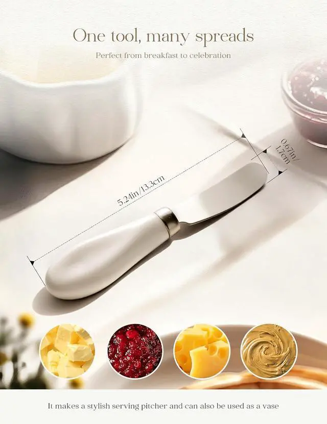 Alt view image 3 of 7 - Stainless Steel Butter Spreader Knife 2 Pack with Handle for Kitchen White
