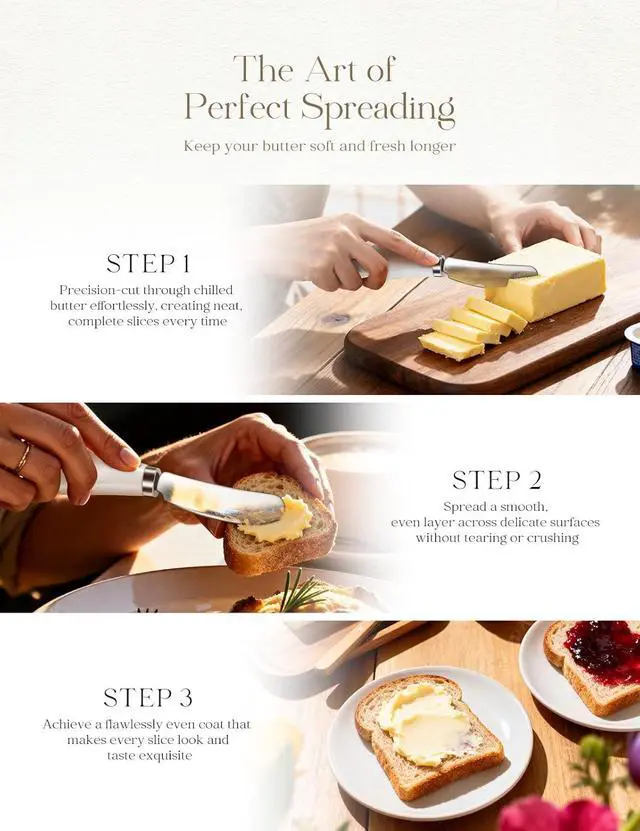 Alt view image 5 of 7 - Stainless Steel Butter Spreader Knife 2 Pack with Handle for Kitchen White