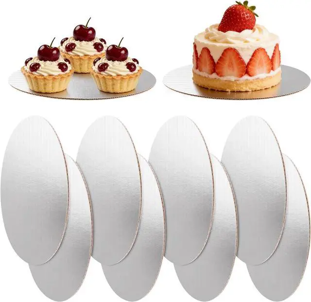 Main image of 8 Pack 8 Inch Round Cake Boards,Silver Cardboard Cake Rounds