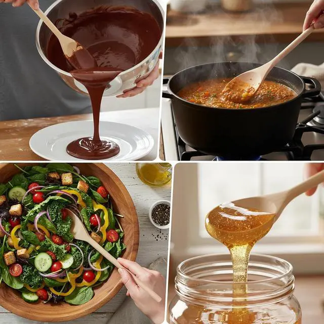 Alt view image 4 of 4 - LorisArm 3PC Wooden Spoon for Cooking, Long handle 12" 10" 8" Wood Serving Spoons Set for Mixing Stirring Tasting, Maple Wood Nonstick Kitchen Utensils.