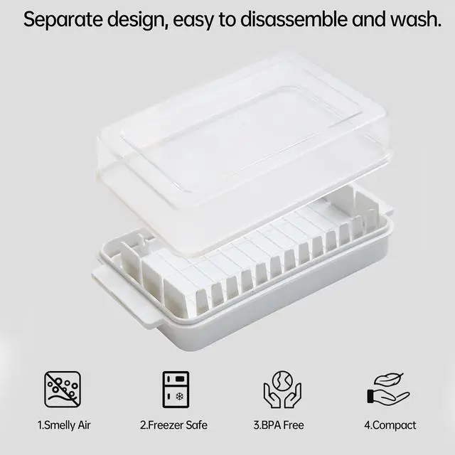 Alt view image 3 of 7 - Plastic Butter Dish with Lid for Countertop,Butter Container Tray with Lid