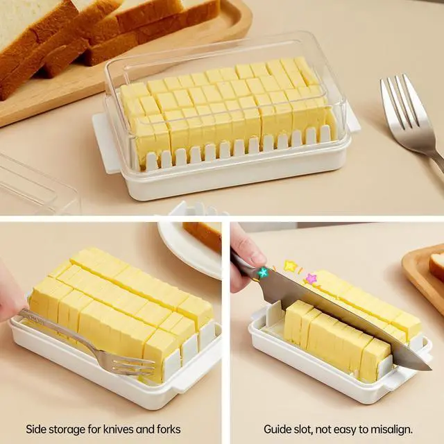Alt view image 4 of 7 - Plastic Butter Dish with Lid for Countertop,Butter Container Tray with Lid