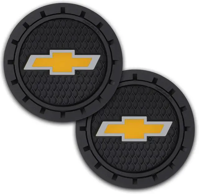 Alt view image 2 of 5 - Plasticolor 000648R01 Chevrolet Bowtie Gold Cup Holder Coaster, Black