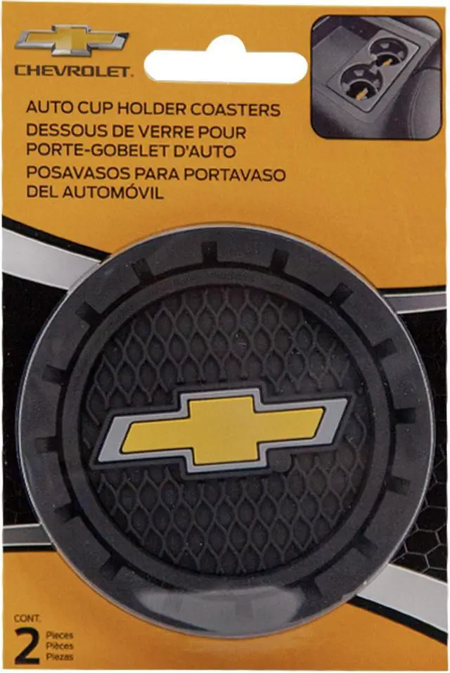 Alt view image 3 of 5 - Plasticolor 000648R01 Chevrolet Bowtie Gold Cup Holder Coaster, Black