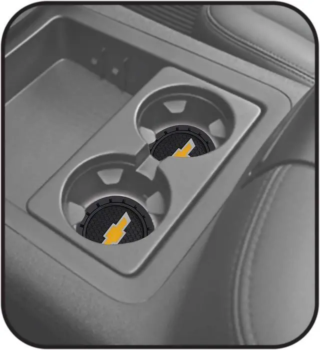 Alt view image 5 of 5 - Plasticolor 000648R01 Chevrolet Bowtie Gold Cup Holder Coaster, Black
