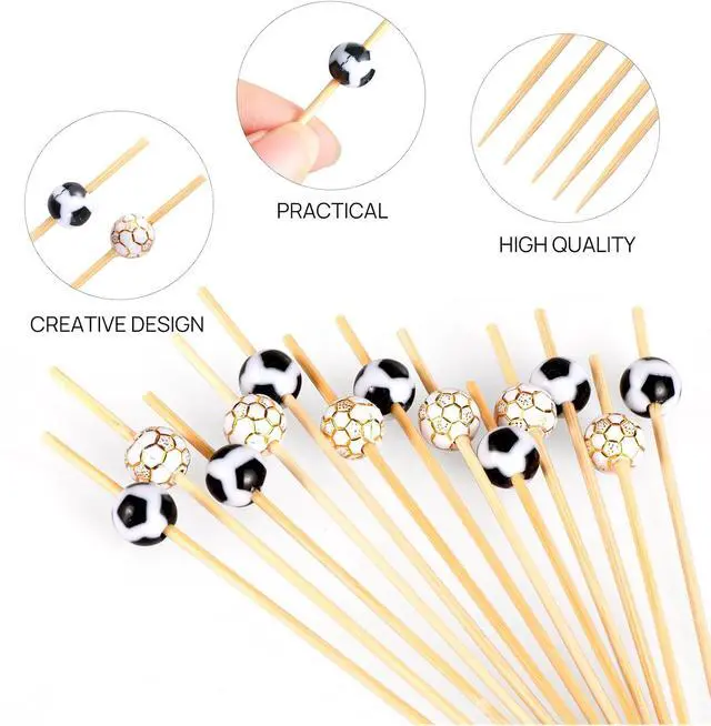 Alt view image 3 of 6 - JtmyAota 100 Pcs Soccer Toothpicks, 4.7 Inch Soccer Cocktail Picks