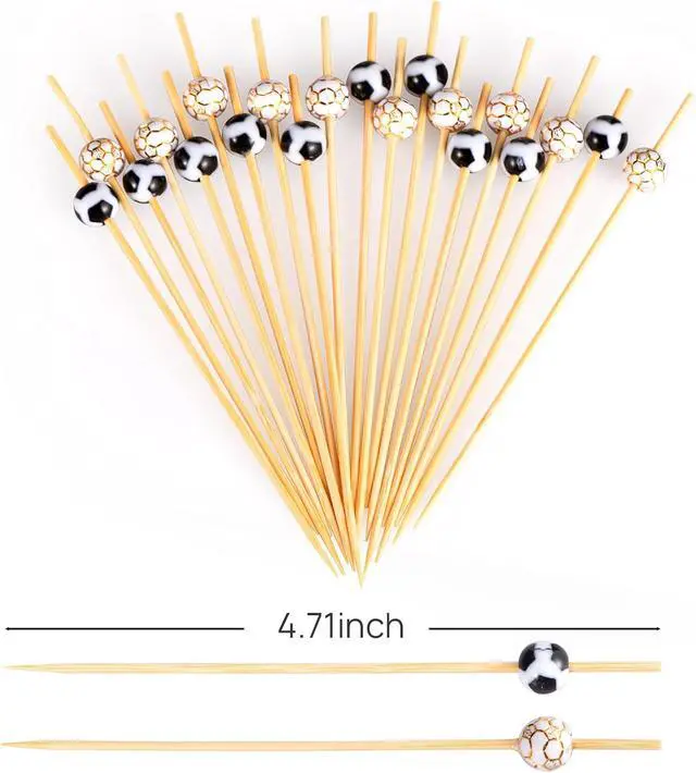 Alt view image 2 of 6 - JtmyAota 100 Pcs Soccer Toothpicks, 4.7 Inch Soccer Cocktail Picks