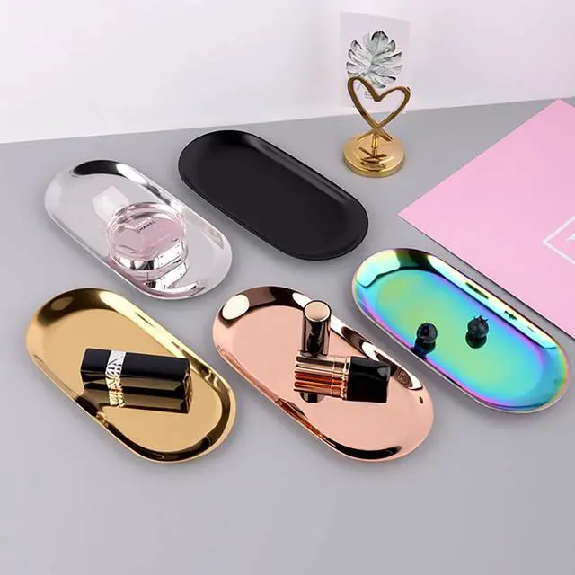 Alt view image 4 of 7 - 1 Pcs 9 Inch x 3.8 Inch Trinket Tray, Silver Stainless Steel, for Serving Trays Towel Storage Dish Plate Tea Fruit Trays Jewelry Plate Decorative Storage Tray