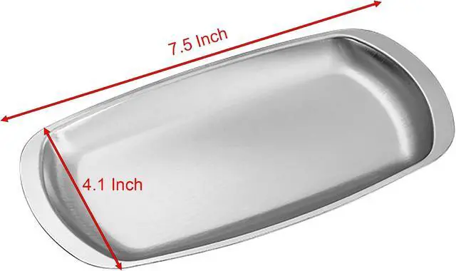 Alt view image 2 of 5 - Thickened Serving Tray, 7.5 Inch x 4.1 Inch Strainless Steel Trinket Tray, for Serving Fruit, Cake, Barbecue, Cosmetics Jewelry, Grilled Meat, and Snack at Home, Party and Outdoors (Small)