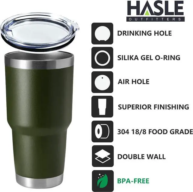 Alt view image 2 of 6 - HASLE OUTFITTERS 30oz Stainless Steel Tumbler, Double Wall Vacuum Insulated Travel Mug Tumbler, Durable Insulated Coffee Mug, Gift Box Set (Amey Green, 1)