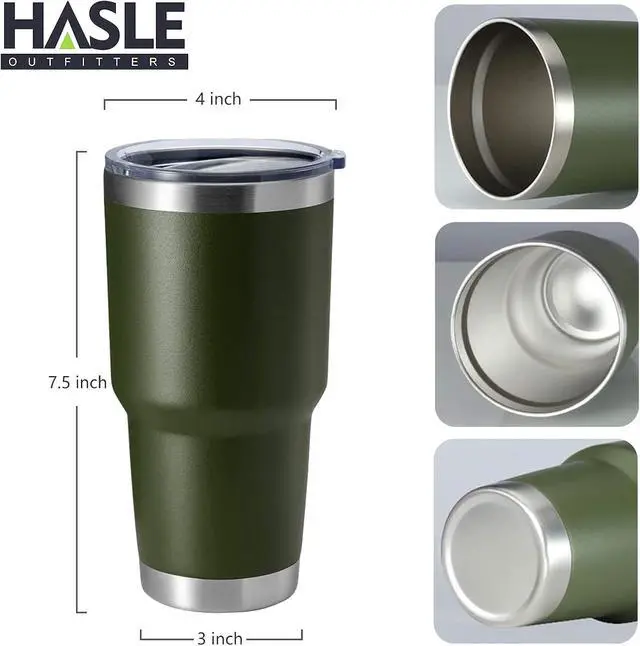 Alt view image 3 of 6 - HASLE OUTFITTERS 30oz Stainless Steel Tumbler, Double Wall Vacuum Insulated Travel Mug Tumbler, Durable Insulated Coffee Mug, Gift Box Set (Amey Green, 1)