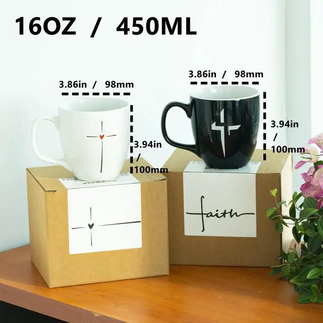 Alt view image 7 of 7 - 16 Oz Mug, Christian Mug Cup For Coffee Tea Milk,White Mug for Men Women Office Work Gifts for Women Men Friend Birthday Microwave Dishwasher Safe Gift For Mother Father,Faith Bekind Design
