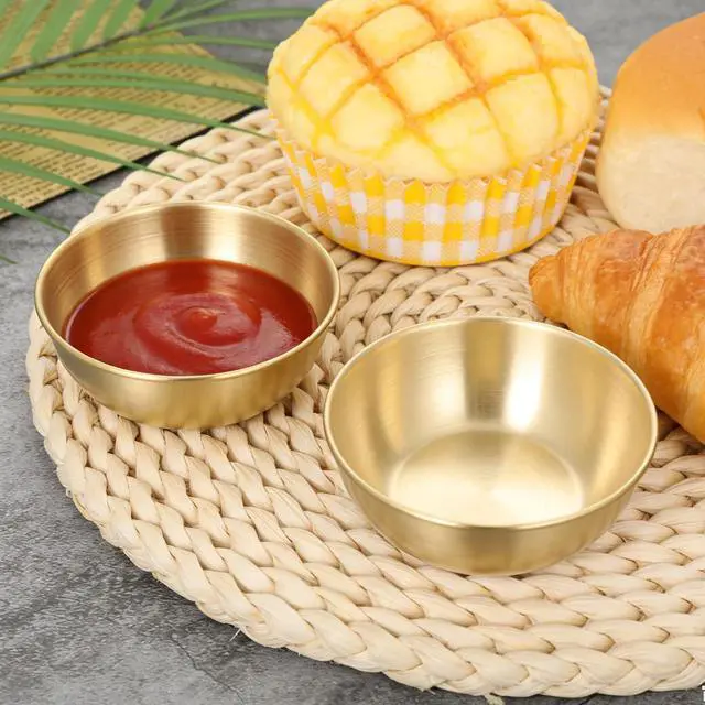 Alt view image 4 of 7 - 5 Pack Small Gold Bowl, 3.2 Inch Mini Stainless Steel Sauce Dishes Individual Sauce Cups Seasoning Soy Sushi Dipping Bowls Charcuterie Board Appetizer Plates, Golden