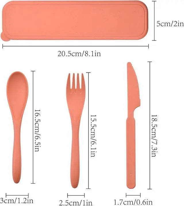 Alt view image 2 of 7 - Zoyiancy 2 Sets Reusable Utensil Set with Case, Yellow Orange Cutlery Set