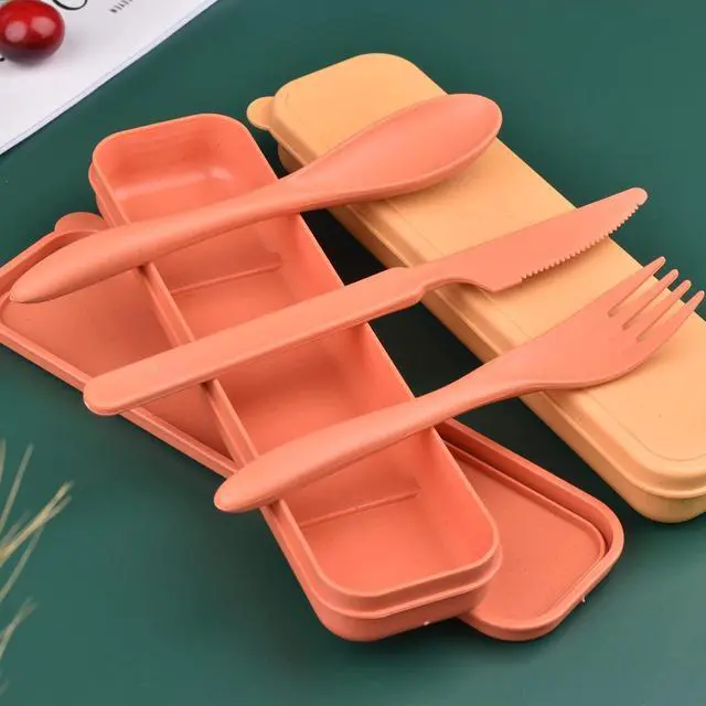Alt view image 3 of 7 - Zoyiancy 2 Sets Reusable Utensil Set with Case, Yellow Orange Cutlery Set