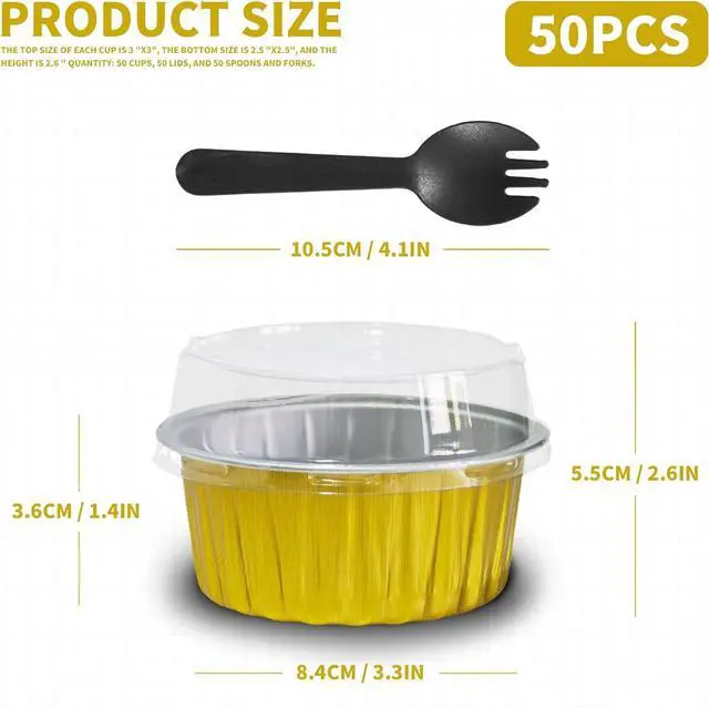 Alt view image 2 of 7 - Graduation Party 50Pcs Mini Aluminum Foil Cupcake,5oz Baking Cups with Lids