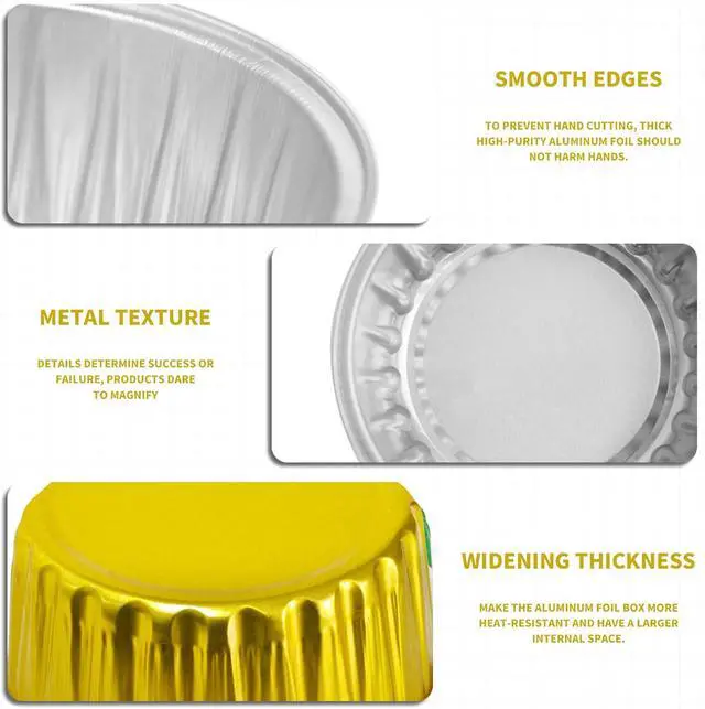Alt view image 3 of 7 - Graduation Party 50Pcs Mini Aluminum Foil Cupcake,5oz Baking Cups with Lids