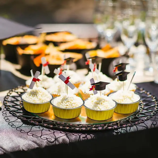 Alt view image 6 of 7 - Graduation Party 50Pcs Mini Aluminum Foil Cupcake,5oz Baking Cups with Lids