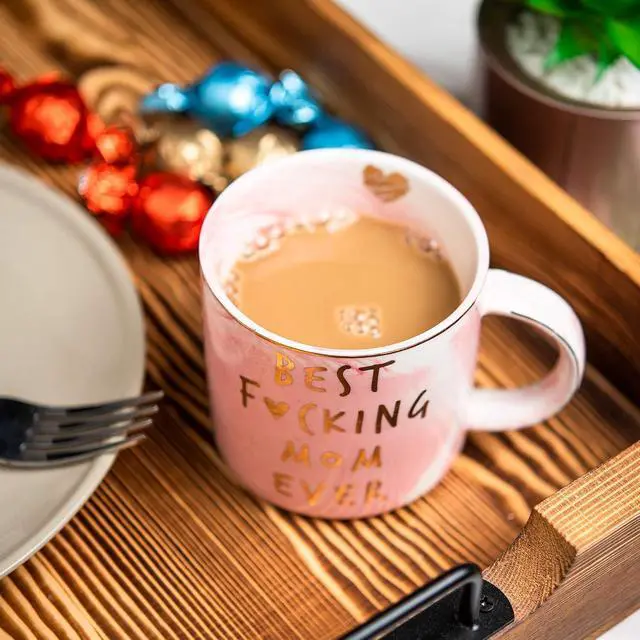 Alt view image 3 of 7 - Hendson Mom Gifts for Women - Best Mom Ever - Funny Mom Birthday Gift Ideas, New Mom, Pregnancy Congratulations Gifts for First Time Moms and Mother To Be - Pink Marble Mug, 11.5oz Coffee Cup