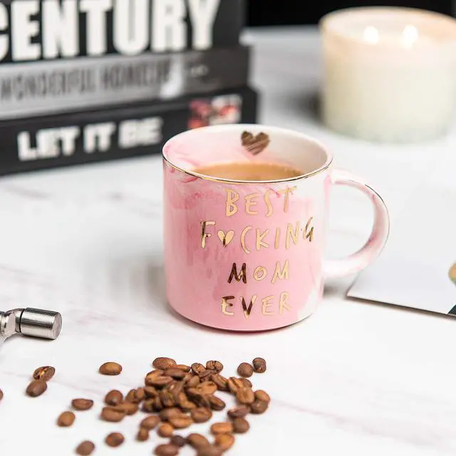 Alt view image 5 of 7 - Hendson Mom Gifts for Women - Best Mom Ever - Funny Mom Birthday Gift Ideas, New Mom, Pregnancy Congratulations Gifts for First Time Moms and Mother To Be - Pink Marble Mug, 11.5oz Coffee Cup