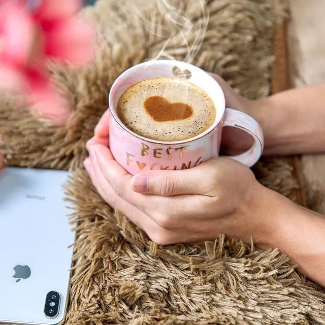 Alt view image 7 of 7 - Hendson Mom Gifts for Women - Best Mom Ever - Funny Mom Birthday Gift Ideas, New Mom, Pregnancy Congratulations Gifts for First Time Moms and Mother To Be - Pink Marble Mug, 11.5oz Coffee Cup