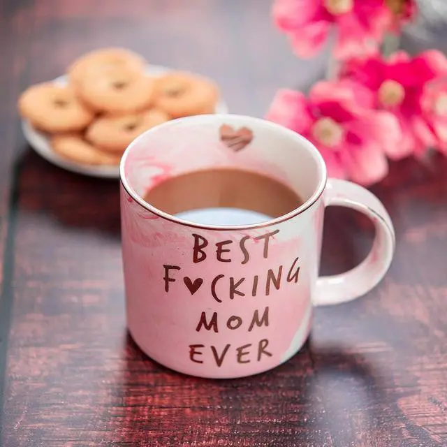 Alt view image 6 of 7 - Hendson Mom Gifts for Women - Best Mom Ever - Funny Mom Birthday Gift Ideas, New Mom, Pregnancy Congratulations Gifts for First Time Moms and Mother To Be - Pink Marble Mug, 11.5oz Coffee Cup