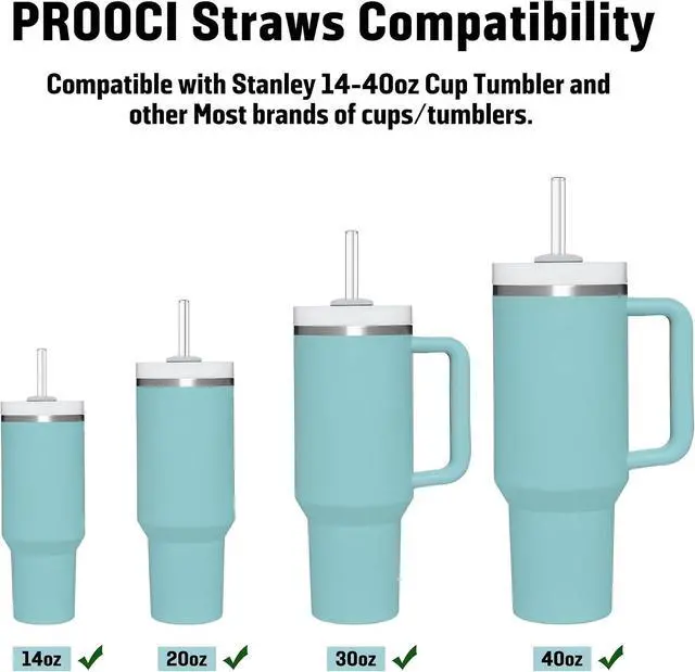 Alt view image 5 of 7 - PROOCI 10-Pack 12" Reusable Straws for Stanley & Yeti 30oz-40oz Cup Tumbler