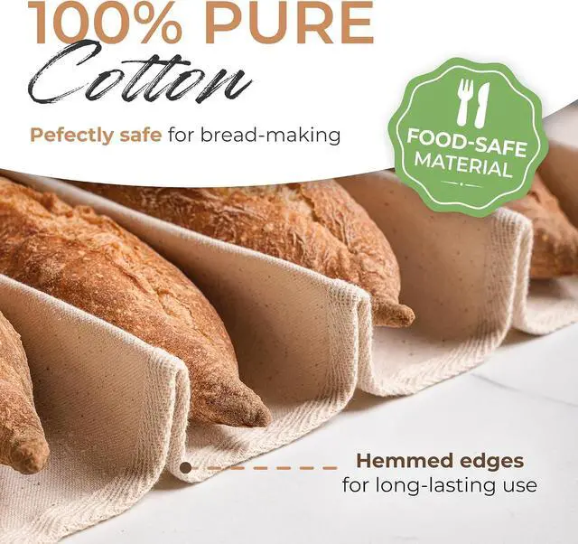 Alt view image 2 of 7 - Orblue Bakers Couche and Proofing Cloth, 100% Cotton Fabric for Bread Dough Baking, Shaping Tool for Baguettes, Loaves, Ciabatta, Bread Couche 17.7 x 14.1 Inches