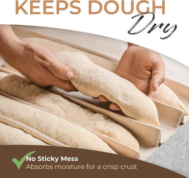 Alt view image 3 of 7 - Orblue Bakers Couche and Proofing Cloth, 100% Cotton Fabric for Bread Dough Baking, Shaping Tool for Baguettes, Loaves, Ciabatta, Bread Couche 17.7 x 14.1 Inches